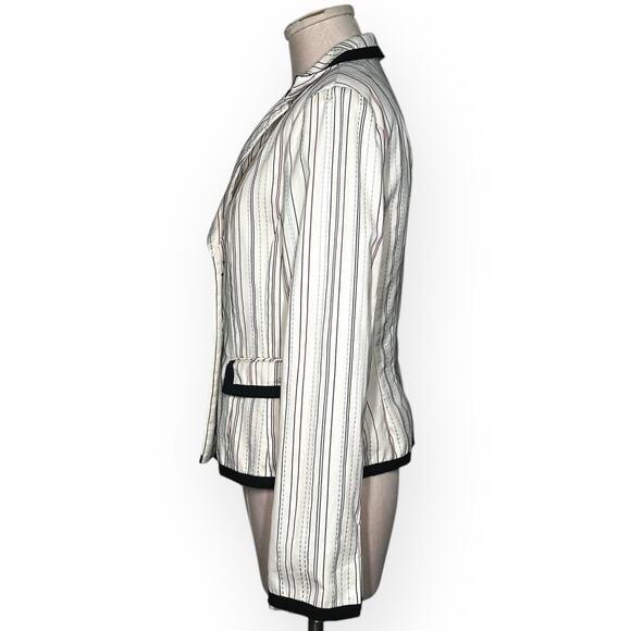 Vintage NANETTE LEPORE Striped Cream Blazer Equestrian Collegiate Ivy League 12 - Picture 5 of 12